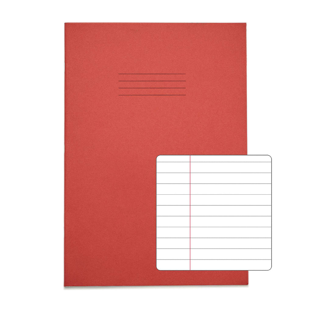 RHINO 8mm Ruled A4 Exercise Books with Margin – 50-Pack-Exercise Books-64 Pages-Red-VEX677-145-2-Learning SPACE