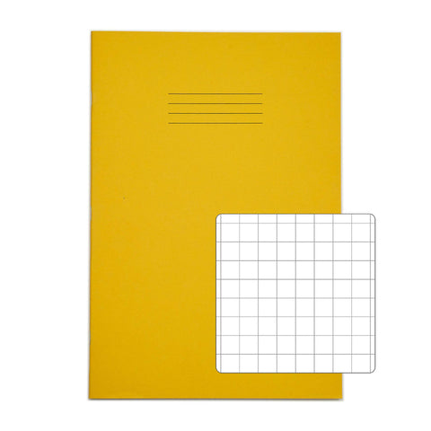 RHINO A4 Exercise Book - 10mm Squared |64pg/50pk-Exercise Books-Yellow-VEX677-2925-4-Learning SPACE