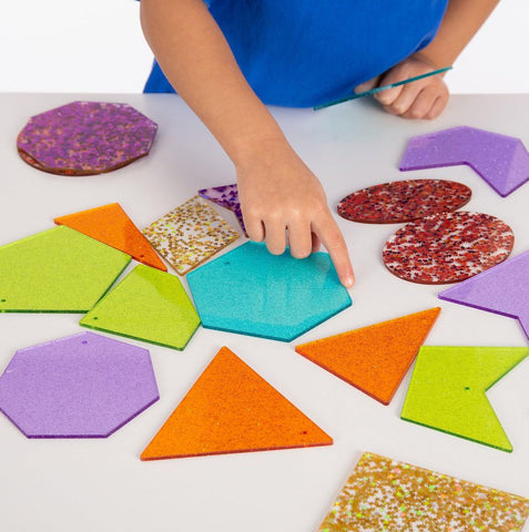 Rainbow Glitter Shapes - Mood Shape Accessory-Arts & Crafts-AllSensory,Calming & Anxiety,Light Box Accessories,SCOTEXCEL,Sensory Seeking,Stock,TickiT,Visual Sensory Toys-Learning SPACE