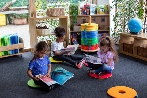 Rainbow™ Circular Sit Mats & Donut™ Trolley-Calmer Classrooms,Classroom Furniture,Classroom Packs,Dropship,Mats,Mats & Rugs,Outdoor Classroom,Sit Mats-Learning SPACE
