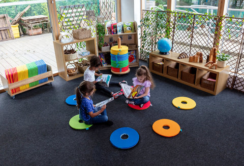 Rainbow™ Circular Sit Mats & Donut™ Trolley-Calmer Classrooms,Classroom Furniture,Classroom Packs,Dropship,Mats,Mats & Rugs,Outdoor Classroom,Sit Mats-Learning SPACE
