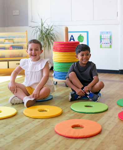 Rainbow™ Circular Sit Mats & Donut™ Trolley-Calmer Classrooms,Classroom Furniture,Classroom Packs,Mats,Mats & Rugs,Outdoor Classroom,Sit Mats-Learning SPACE