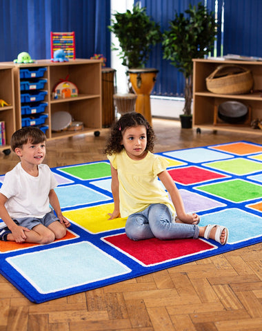Rainbow™ Rectangle Placement Squares Carpet-Dropship,Kit For Kids,Mats & Rugs,Multi-Colour,Placement Carpets,Rainbow Theme Sensory Room,Rectangular,Rugs,Wellbeing Furniture-Learning SPACE