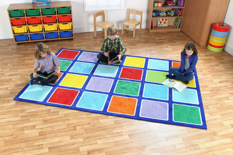 Rainbow™ Rectangle Placement Squares Carpet-Dropship,Kit For Kids,Mats & Rugs,Multi-Colour,Placement Carpets,Rainbow Theme Sensory Room,Rectangular,Rugs,Wellbeing Furniture-Learning SPACE