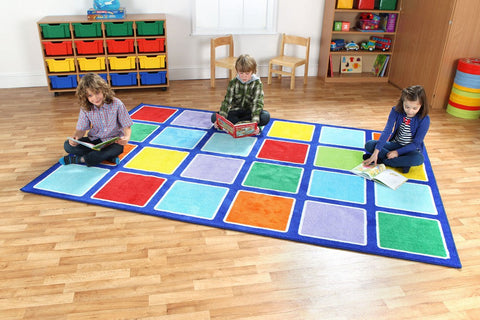 Rainbow™ Rectangle Placement Squares Carpet-Dropship,Kit For Kids,Mats & Rugs,Multi-Colour,Placement Carpets,Rainbow Theme Sensory Room,Rectangular,Rugs,Wellbeing Furniture-Learning SPACE