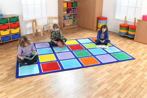 Rainbow™ Rectangle Placement Squares Carpet-Dropship,Kit For Kids,Mats & Rugs,Multi-Colour,Placement Carpets,Rainbow Theme Sensory Room,Rectangular,Rugs,Wellbeing Furniture-Learning SPACE