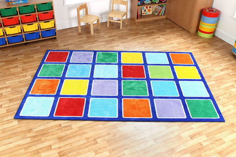 Rainbow™ Rectangle Placement Squares Carpet-Dropship,Kit For Kids,Mats & Rugs,Multi-Colour,Placement Carpets,Rainbow Theme Sensory Room,Rectangular,Rugs,Wellbeing Furniture-Learning SPACE