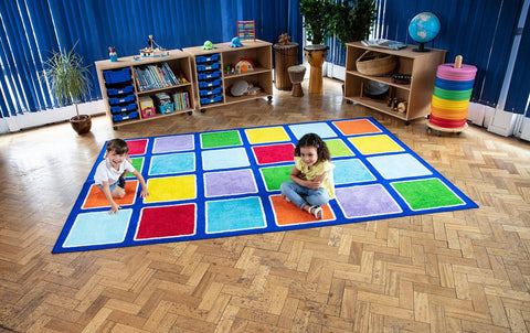 Rainbow™ Rectangle Placement Squares Carpet-Dropship,Kit For Kids,Mats & Rugs,Multi-Colour,Placement Carpets,Rainbow Theme Sensory Room,Rectangular,Rugs,Wellbeing Furniture-Learning SPACE