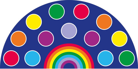 Rainbow™ Semi-Circle Placement 3x1.5m Carpet-Corner & Semi-Circle,Dropship,Kit For Kids,Mats & Rugs,Multi-Colour,Placement Carpets,Rainbow Theme Sensory Room,Rugs,Wellbeing Furniture-Medium-MAT1052-Learning SPACE
