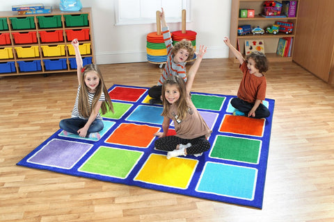 Rainbow™ Square Placement Carpet 2x2m-Dropship,Kit For Kids,Mats & Rugs,Multi-Colour,Placement Carpets,Rainbow Theme Sensory Room,Rugs,Square,Wellbeing Furniture-Learning SPACE