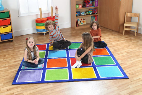 Rainbow™ Square Placement Carpet 2x2m-Dropship,Kit For Kids,Mats & Rugs,Multi-Colour,Placement Carpets,Rainbow Theme Sensory Room,Rugs,Square,Wellbeing Furniture-Learning SPACE