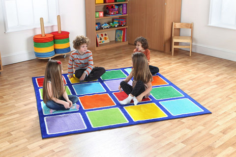 Rainbow™ Square Placement Carpet 2x2m-Dropship,Kit For Kids,Mats & Rugs,Multi-Colour,Placement Carpets,Rainbow Theme Sensory Room,Rugs,Square,Wellbeing Furniture-Learning SPACE