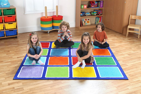 Rainbow™ Square Placement Carpet 2x2m-Dropship,Kit For Kids,Mats & Rugs,Multi-Colour,Placement Carpets,Rainbow Theme Sensory Room,Rugs,Square,Wellbeing Furniture-Learning SPACE