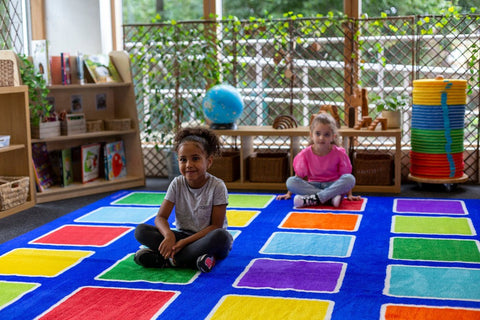 Rainbow™ Squares Large Placement 3x3m Carpet-Dropship,Kit For Kids,Mats & Rugs,Multi-Colour,Placement Carpets,Rainbow Theme Sensory Room,Rugs,Square,Wellbeing Furniture-Learning SPACE