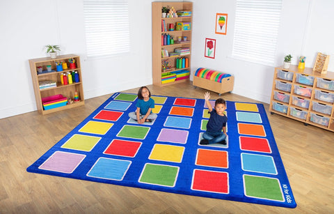 Rainbow™ Squares Large Placement 3x3m Carpet-Dropship,Kit For Kids,Mats & Rugs,Multi-Colour,Placement Carpets,Rainbow Theme Sensory Room,Rugs,Square,Wellbeing Furniture-Learning SPACE