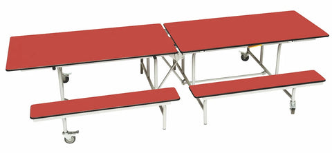 Rectangular Mobile Folding Bench Unit- Age Range 5-11-Dining Furniture,Dining Tables,Folding Table-Red-9SLBU1027-RD-Learning SPACE