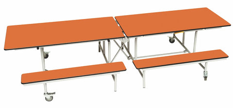 Rectangular Mobile Folding Bench Unit- Age Range 5-11-Dining Furniture,Dining Tables,Folding Table-Orange-9SLBU1027-OR-Learning SPACE
