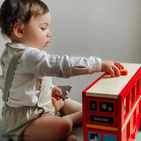 Red Bus Sorter-Baby Wooden Toys,Bigjigs Toys,SCOTEXCEL,Stacking Toys & Sorting Toys,Wooden Toys-Learning SPACE