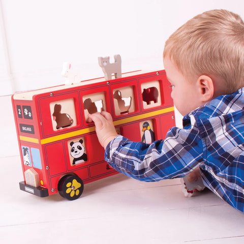 Red Bus Sorter-Baby Wooden Toys,Bigjigs Toys,SCOTEXCEL,Stacking Toys & Sorting Toys,Wooden Toys-Learning SPACE