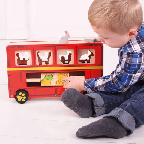 Red Bus Sorter-Baby Wooden Toys,Bigjigs Toys,SCOTEXCEL,Stacking Toys & Sorting Toys,Wooden Toys-Learning SPACE