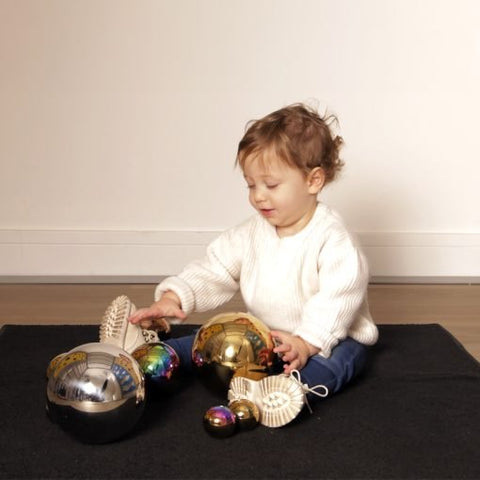 Reflective Sensory Spheres Set (10 Pc)-Calming & Anxiety,Playlearn,Sensory & Physio Balls,Sensory Balls,Sensory Seeking-Learning SPACE