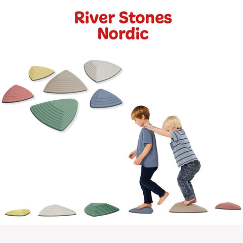 River Stones (SET OF 6) - Nordic-Additional Need,Gonge,Gross Motor and Balance Skills,Helps With,Spring,Stepping Stones-Learning SPACE
