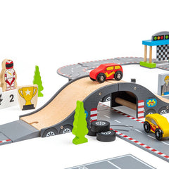 Roadway Race Day Set-Bigjigs Toys,Cars & Transport,Imaginative Play,Wooden Toys-Learning SPACE