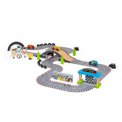 Roadway Race Day Set-Bigjigs Toys,Cars & Transport,Imaginative Play,Wooden Toys-Learning SPACE