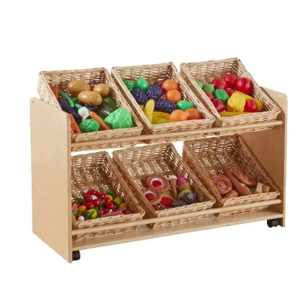 Rookie Range Open Mobile Basket Shelf (With Baskets)-Classroom Furniture,Cosy Direct,Furniture,Library Furniture,Sensory Room Furniture,Storage,Storage Bins & Baskets,Wellbeing Furniture-Learning SPACE
