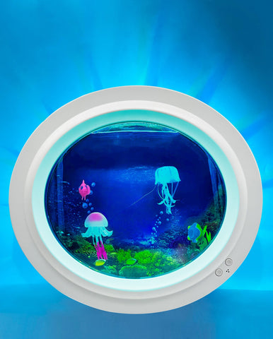 Round White Jelly Fish Tank-Night Light,Playlearn,Sensory Light Up Toys,Teenage & Adult Sensory Gifts,Teenage Lights,Visual Fun,Visual Sensory Toys-Learning SPACE