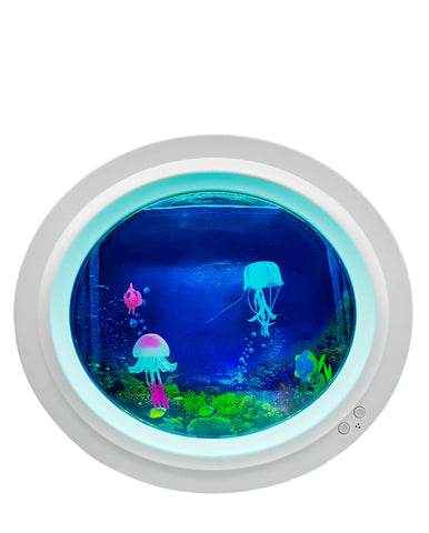 Round White Jelly Fish Tank-Night Light,Playlearn,Sensory Light Up Toys,Teenage & Adult Sensory Gifts,Teenage Lights,Visual Fun,Visual Sensory Toys-Learning SPACE