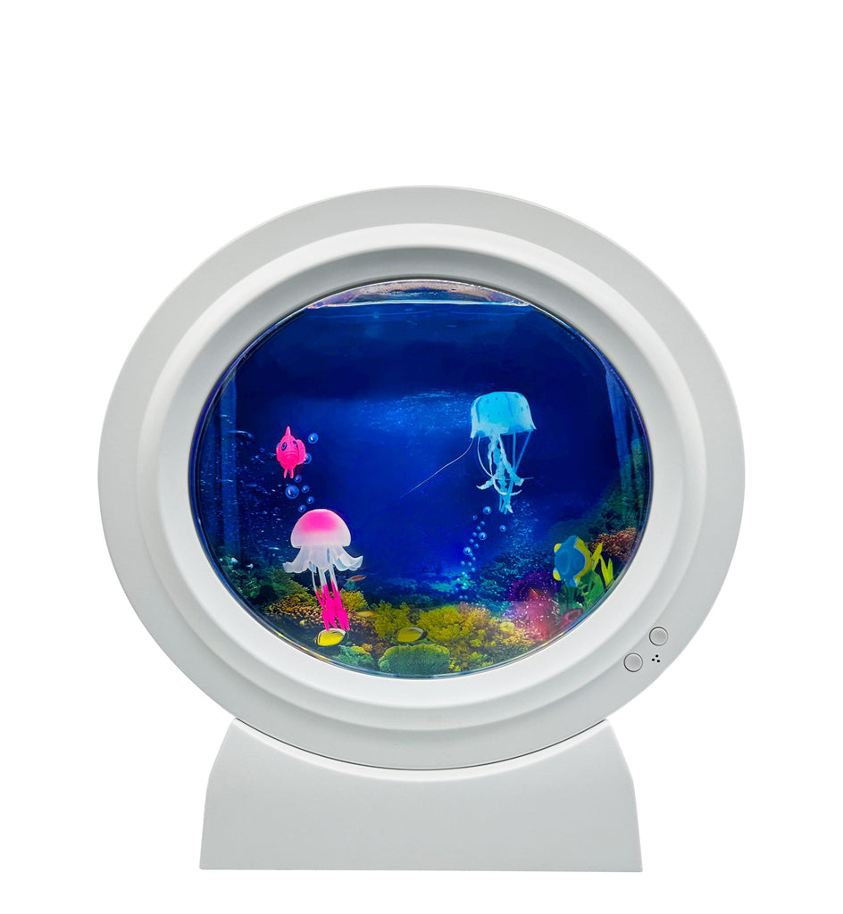 Round White Jelly Fish Tank-Night Light,Playlearn,Sensory Light Up Toys,Teenage & Adult Sensory Gifts,Teenage Lights,Visual Fun,Visual Sensory Toys-Learning SPACE
