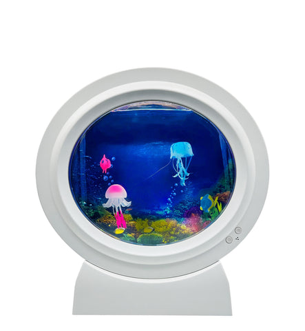 Round White Jelly Fish Tank-Night Light,Playlearn,Sensory Light Up Toys,Teenage & Adult Sensory Gifts,Teenage Lights,Visual Fun,Visual Sensory Toys-Learning SPACE
