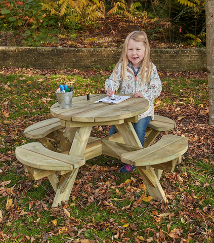 Rounded Picnic Bench-Children's Wooden Seating,Cosy Direct,Cosy Outdoor,Outdoor Seating,Picnic Table,Toddler Seating-Learning SPACE