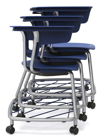 Ruckus Stack Chair With Storage Rack (Ages 8-11)-Classroom Chairs,Dropship,KI Europe,Movement Chairs & Accessories,Ruckus,Seating,Wellbeing Furniture-Surf's Up-Chrome-RuckusStorStack380-Surf/Chm-Learning SPACE