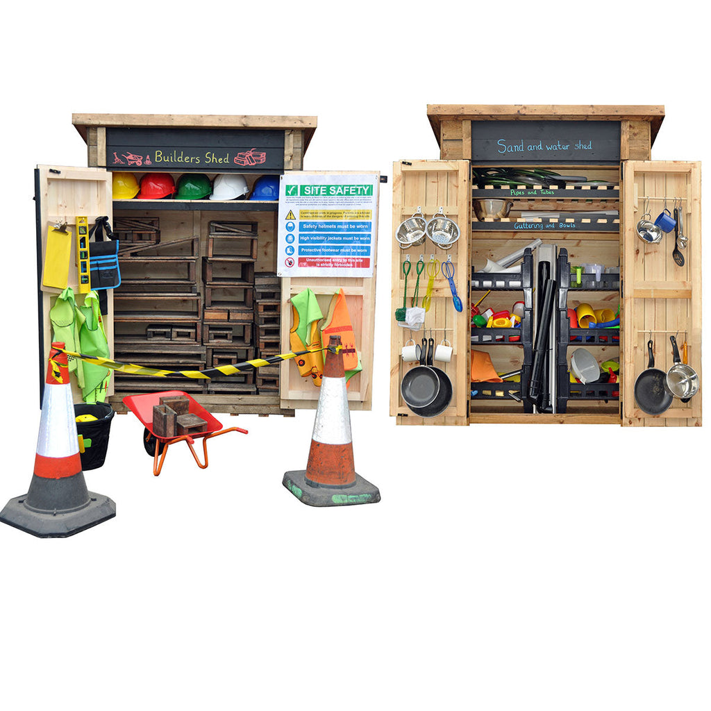 Sand & Water & Builders Shed Combo-Cosy Direct,Cosy Outdoor,Outdoor Bundle,Outdoor Sand & Water Play,Sheds,Wellbeing Furniture-Learning SPACE