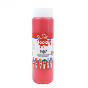 Scola Student Acrylic Paint 500ml-Art Materials,Arts & Crafts,Early Arts & Crafts,Paint,Primary Arts & Crafts-Red-DACRS500/24-Learning SPACE