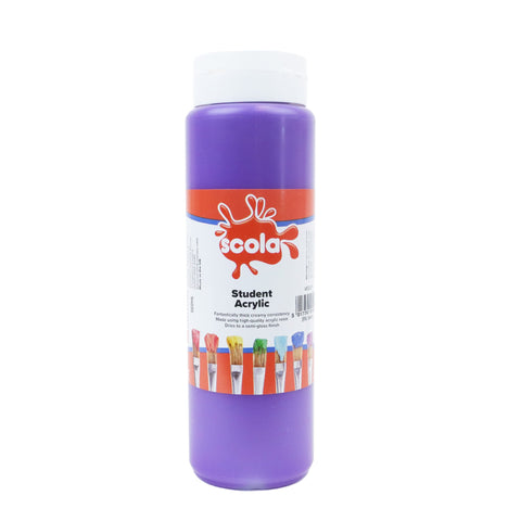 Scola Student Acrylic Paint 500ml-Art Materials, Arts & Crafts, Early Arts & Crafts, Paint, Primary Arts & Crafts-Purple-Learning SPACE