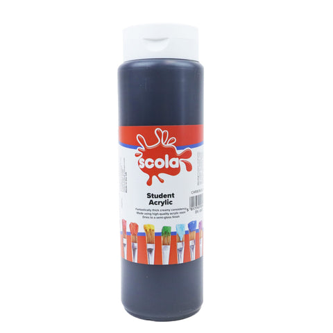 Scola Student Acrylic Paint 500ml-Art Materials, Arts & Crafts, Early Arts & Crafts, Paint, Primary Arts & Crafts-Black-Learning SPACE