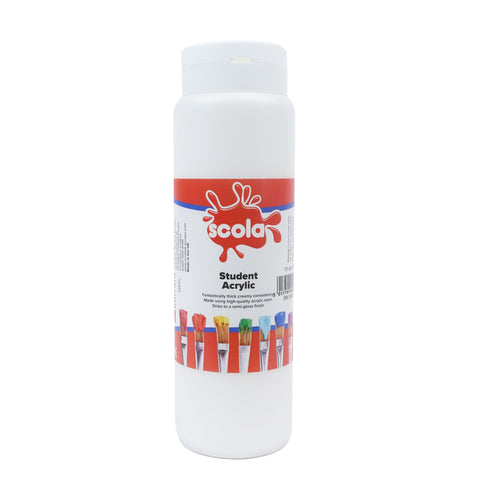 Scola Student Acrylic Paint 500ml-Art Materials, Arts & Crafts, Early Arts & Crafts, Paint, Primary Arts & Crafts-White-Learning SPACE