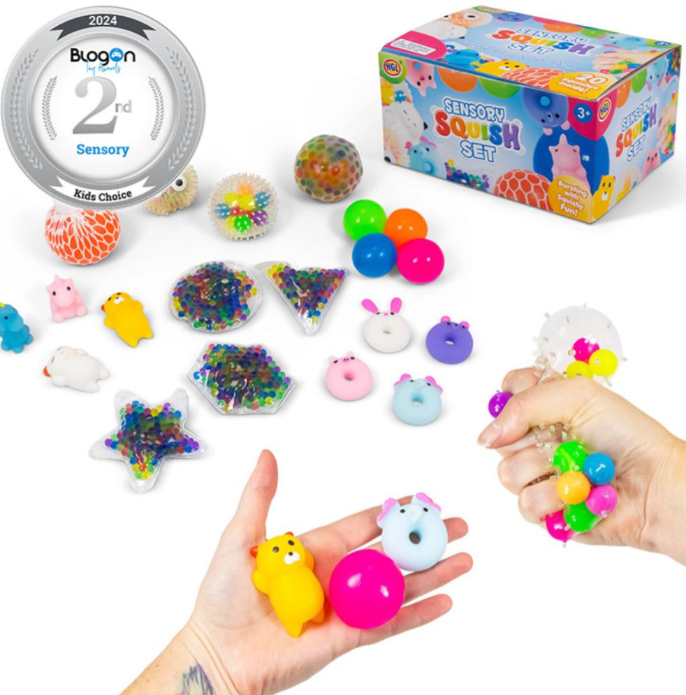 Sensory Squish Set – 20 Fun Fidget Toys for Sensory Play-AllSensory,Calming & Anxiety,Fidget,SCOTEXCEL,Sensory,Sensory Balls,Sensory Seeking,Squishing Fidget,Stocking Stuffers-Learning SPACE