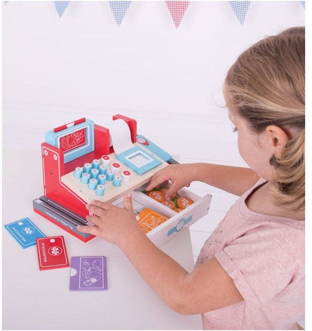 Shop Cash Register With Scanner-Addition & Subtraction,Baby Wooden Toys,Bigjigs Toys,Calmer Classrooms,Counting Numbers & Colour,Dyscalculia,Early Years Maths,Gifts For 2-3 Years Old,Helps With,Imaginative Play,Kitchens & Shops & School,Life Skills,Maths,Money,Neuro Diversity,Primary Maths,Stock-Learning SPACE