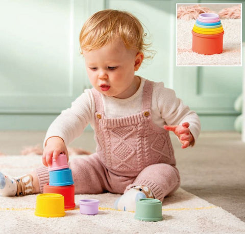 Silisoft Round Stacking Cups (Rainbow) – 7 Pack-Baby & Toddler Gifts,Baby Toys,Games & Toys,Rainbow Theme Sensory Room,Stacking Toys & Sorting Toys,TickiT-Learning SPACE