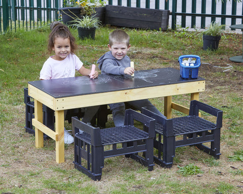 Slim H Crate Chalk Table + 4 H Crates-Chalk,Cosy Direct,Rectangular,Table,Table & Chair Set-Learning SPACE