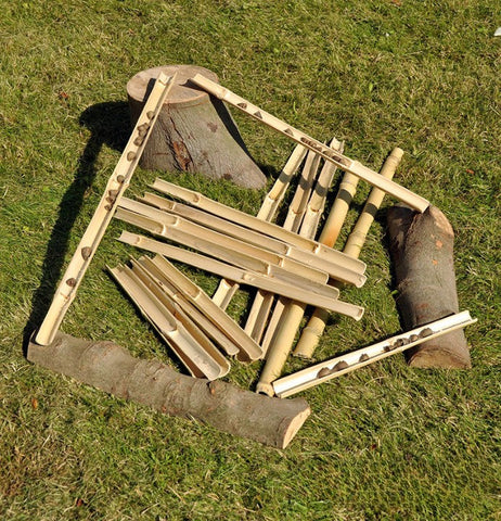 Slimmer Bamboo Channels (18Pk)-Cosy Direct,Cosy Outdoor,Forest School & Outdoor Garden Equipment,Natural,Nature,Outdoor Play,Outdoor Sand & Water Play,Water & Sand Toys-Learning SPACE