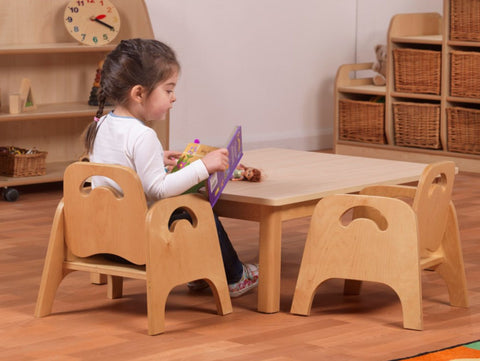 Small Rectangular Table With 4 Sturdy Chairs-Classroom Table,Table & Chair Set,Toddler Seating,Wooden Table-Learning SPACE