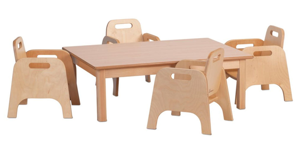 Small Rectangular Table With 4 Sturdy Chairs-Classroom Table,Table & Chair Set,Toddler Seating,Wooden Table-Learning SPACE
