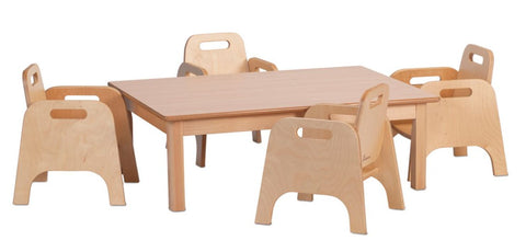Small Rectangular Table With 4 Sturdy Chairs-Classroom Table,Table & Chair Set,Toddler Seating,Wooden Table-Learning SPACE