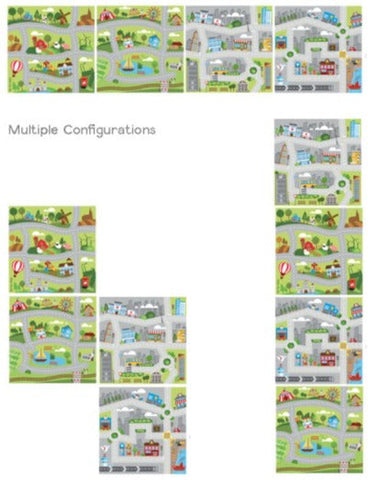 Small World Road Map Indoor/Outdoor Carpet Set of 4-Dropship,Kit For Kids,Mats & Rugs,Rugs,Small World,Square,Wellbeing Furniture-Learning SPACE