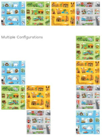 Small World Road Map Indoor/Outdoor Carpet Set of 4-Dropship,Kit For Kids,Mats & Rugs,Rugs,Small World,Square,Wellbeing Furniture-Learning SPACE